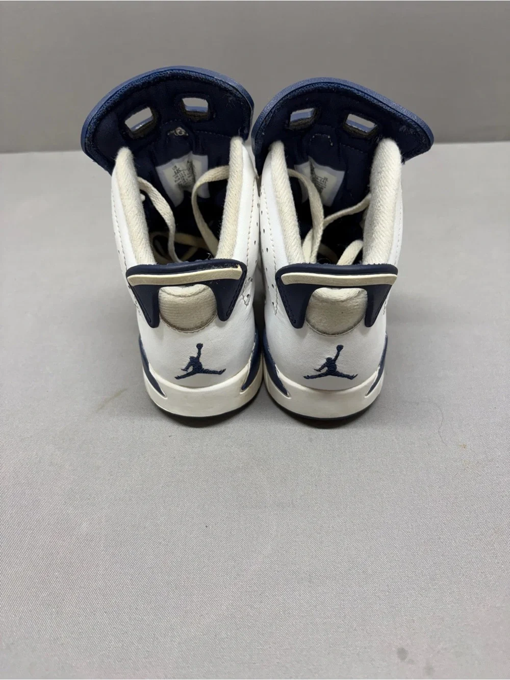 Jordan Kids White and Navy High-Top Sneakers